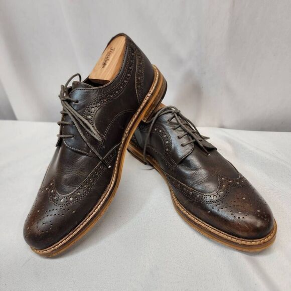 Red Tape Mens 10 Brown Leather Stitch Down Oxford Dress Shoes, Business Professi - Picture 2 of 12